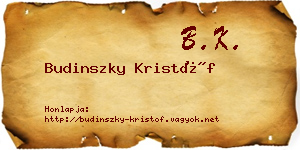 Budinszky Kristóf névjegykártya