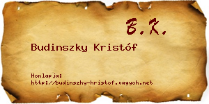 Budinszky Kristóf névjegykártya